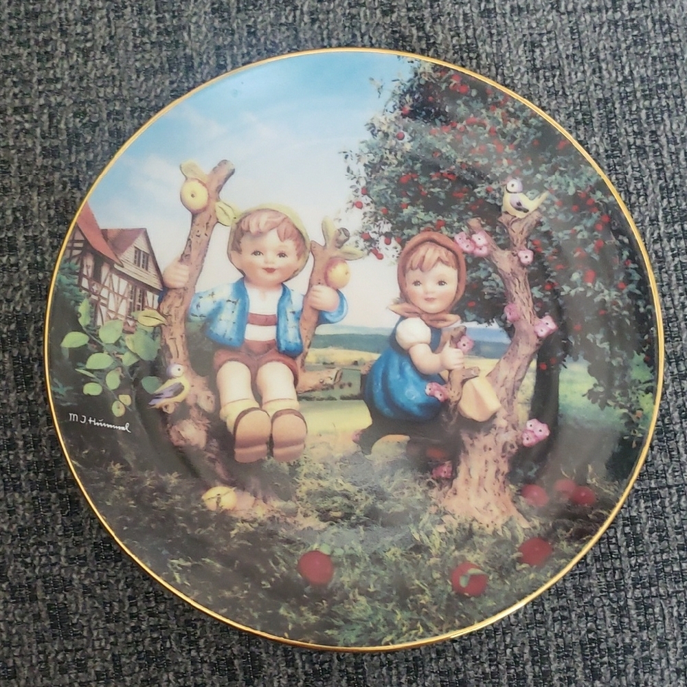 Decorative Plate with Children and Nature Scene